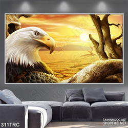Tranh đại bàng trên sa mạc nghệ thuật in gạch men