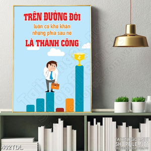Tranh động lực thành công luôn ở phía trước in treo tường