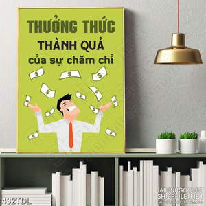 Tranh động lực văn phòng thưởng thức thành quả đạt được