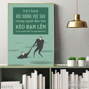 Tranh động lực đứng dậy sau vấp ngã là người thân in uv