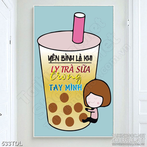 Tranh ca phe in uv động lực sáng tạo bên ly trà sữa
