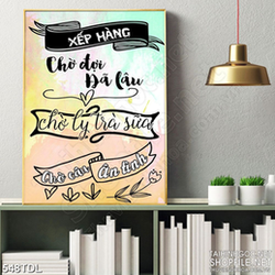 Tranh ca phe động lực lãng mạn cùng ly trà sữa in 3d