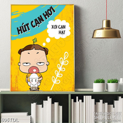 Tranh động lực làm việc bên ly trà sữa in canvas