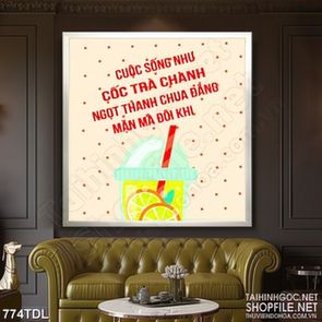 Tranh ca phe trang trí động lực hương vị của ly trà chanh Tranh ca phe trang trí động lực hương vị của ly trà chanh