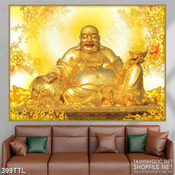 Tranh in 3d Phật Di Lặc đúc vàng