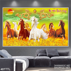 Tranh tài lộc rồng bay trên đàn ngựa phi