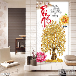 Tranh cây kim tiền cầu phú quý in 3d