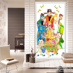 Tranh psd thần phúc lộc thọ bên các tiểu linh đồng