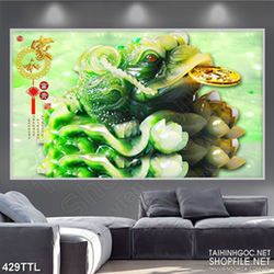 Tranh chú cóc giả ngọc ngậm đồng tiền vàng in 3d