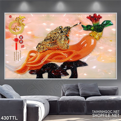 Tranh in canvas chú cóc ngậm đồng tiền đúc vàng