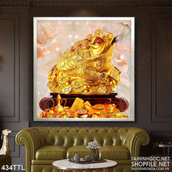 Tranh decor cóc đúc vàng phú quý rước thần tài