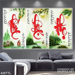 Tranh thư pháp viết chữ phúc lộc thọ trang trí