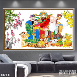 Tranh tài lộc tam đa bên các tiểu linh đồng