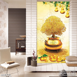 Tranh cây kim tiền bên trái bầu vàng trang trí
