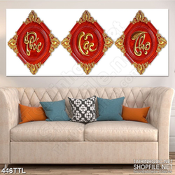 Tranh chữ phúc lộc thọ treo tường in uv