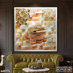 Tranh cóc ngậm đồng tiền giả ngọc in 3d