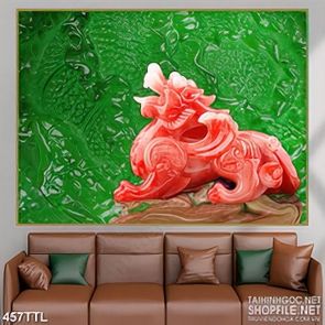 Tranh tài lộc kì lân giả hồng ngọc phong thủy