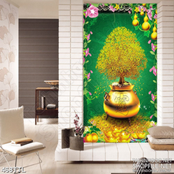 Tranh in treo tết cây kim tiền rước may mắn