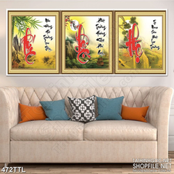 Tranh thư pháp câu đối phúc lộc thọ wall 3d