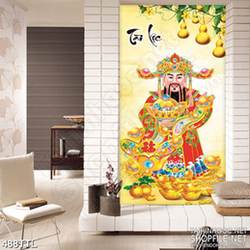 Tranh in treo tết thần tài rước may mắn