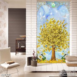 Tranh tài lộc cây tiền đôla dáp vàng treo tường