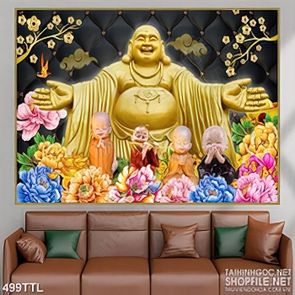 Tranh Phật Di Lặc ban phát phước lành in 3d