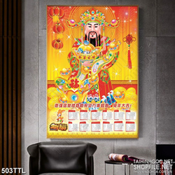 Tranh trang trí thần tài gõ cửa nghệ thuật