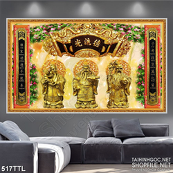 Tranh tài lộc ông tam đa đúc vàng cung hỷ