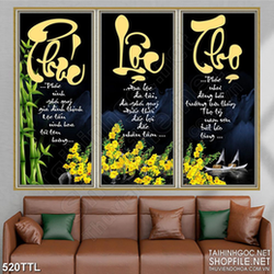 Tranh in canvas câu đối phúc lộc thọ đón may mắn