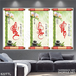 Tranh wall 3d thư pháp phúc lộc thọ đón may mắn