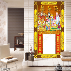 Tranh in treo tết phúc lộc thọ bên các tiểu linh đồng