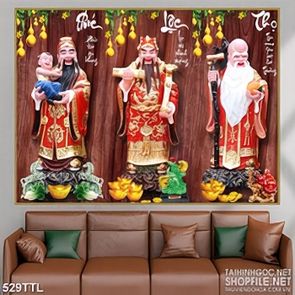 Tranh chúc phúc đầu năm mới phúc lộc thọ in 3d