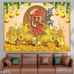 Tranh trang trí chữ tài trí gây sự nghiệp đúc vàng