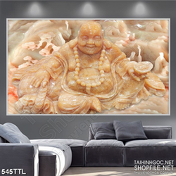 Tranh trang trí Phật Di Lặc ngồi thiền giả ngọc