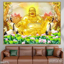 Tranh trang trí Phật Di Lặc tỏa ánh hòa quang