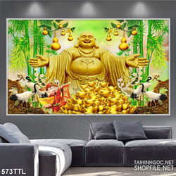 Tranh nghệ thuật Phật Di Lặc ban phát tài lộc