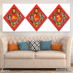 Tranh nghệ thuật song rồng quấn chữ phúc lộc thọ