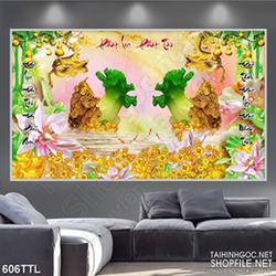 Tranh in uv bắp cải giả thanh ngọc trên biển vàng