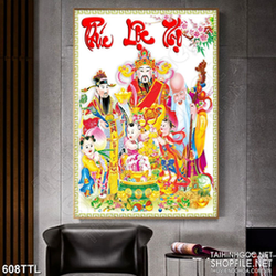 Tranh in treo tết ba ông tam đa chúc phúc đón tết