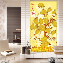 Tranh cây kim tiền mang đến may mắn in 3d