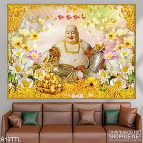 Tranh in canvas Phật Di Lặc tỏa ánh hòa quang