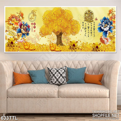 Tranh nghệ thuật cây kim tiền phong thủy trên núi