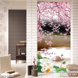 Tranh sơn dầu cá chép dưới gốc cây đào nở rộ  in 3d Tranh sơn dầu cá chép dưới gốc cây đào nở rộ  in 3d