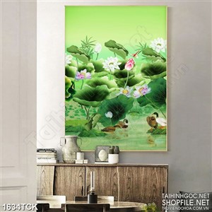 Tranh psd sơn dầu hoa sen phủ đầy màu xanh của lá Tranh psd sơn dầu hoa sen phủ đầy màu xanh của lá