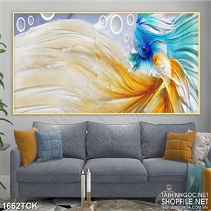 Tranh in treo tường đôi cá sim betta với màu sắc rực rỡ Tranh in treo tường đôi cá sim betta với màu sắc rực rỡ