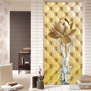 Tranh sơn dầu hoa sen vàng bên dòng nước bạc in uv Tranh sơn dầu hoa sen vàng bên dòng nước bạc in uv