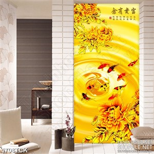 Tranh sơn dầu cá chép trong hồ sen dáp vàng in dán tường Tranh sơn dầu cá chép trong hồ sen dáp vàng in dán tường