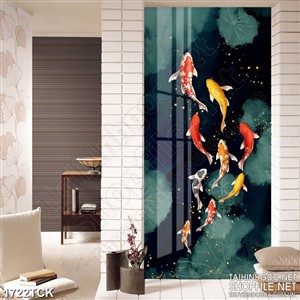 Tranh in canvas đàn cá chép vàng trong làn nước đêm