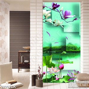 Tranh trang trí những cánh hoa tím rơi trên hồ sen sơn dầu