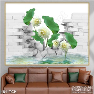 Tranh nghệ thuật những bông sen trắng trên mặt hồ